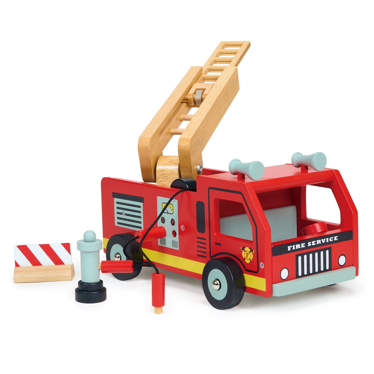 Wooden Red Fire Engine Toy by Mentari