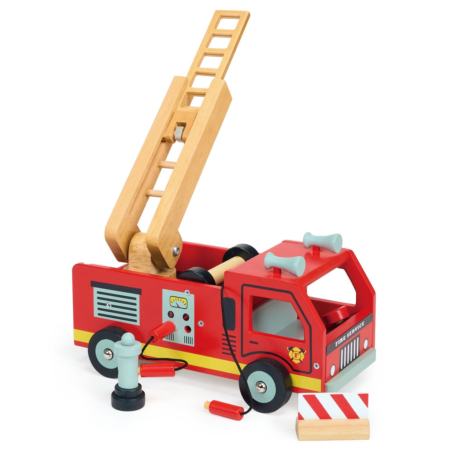 Wooden Red Fire Engine Toy by Mentari