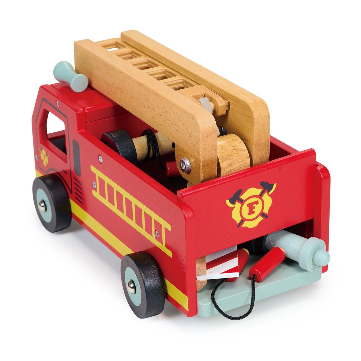 Wooden Red Fire Engine Toy by Mentari