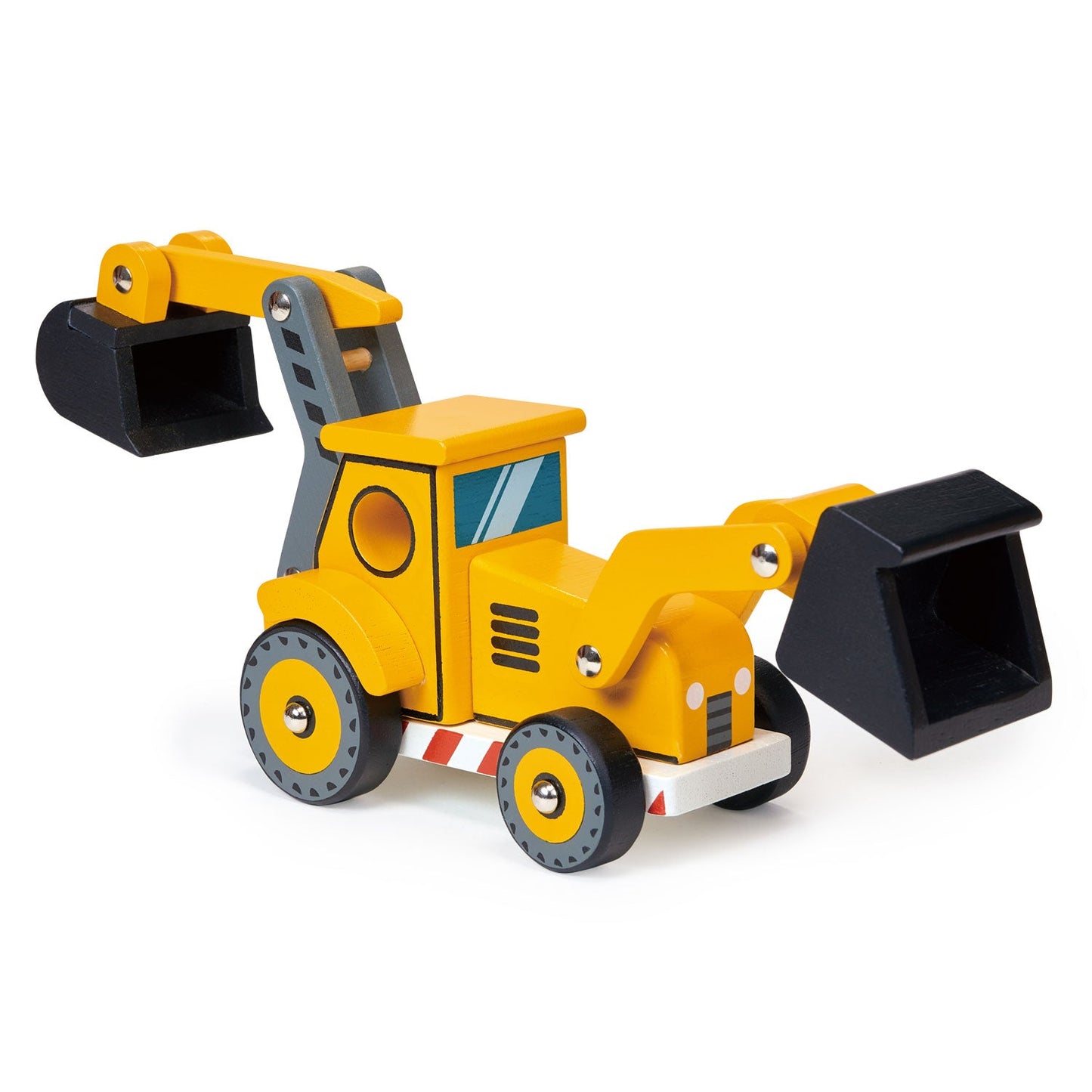 Wooden Yellow Digger Toy | Backhoe Pretend Play | Mentari