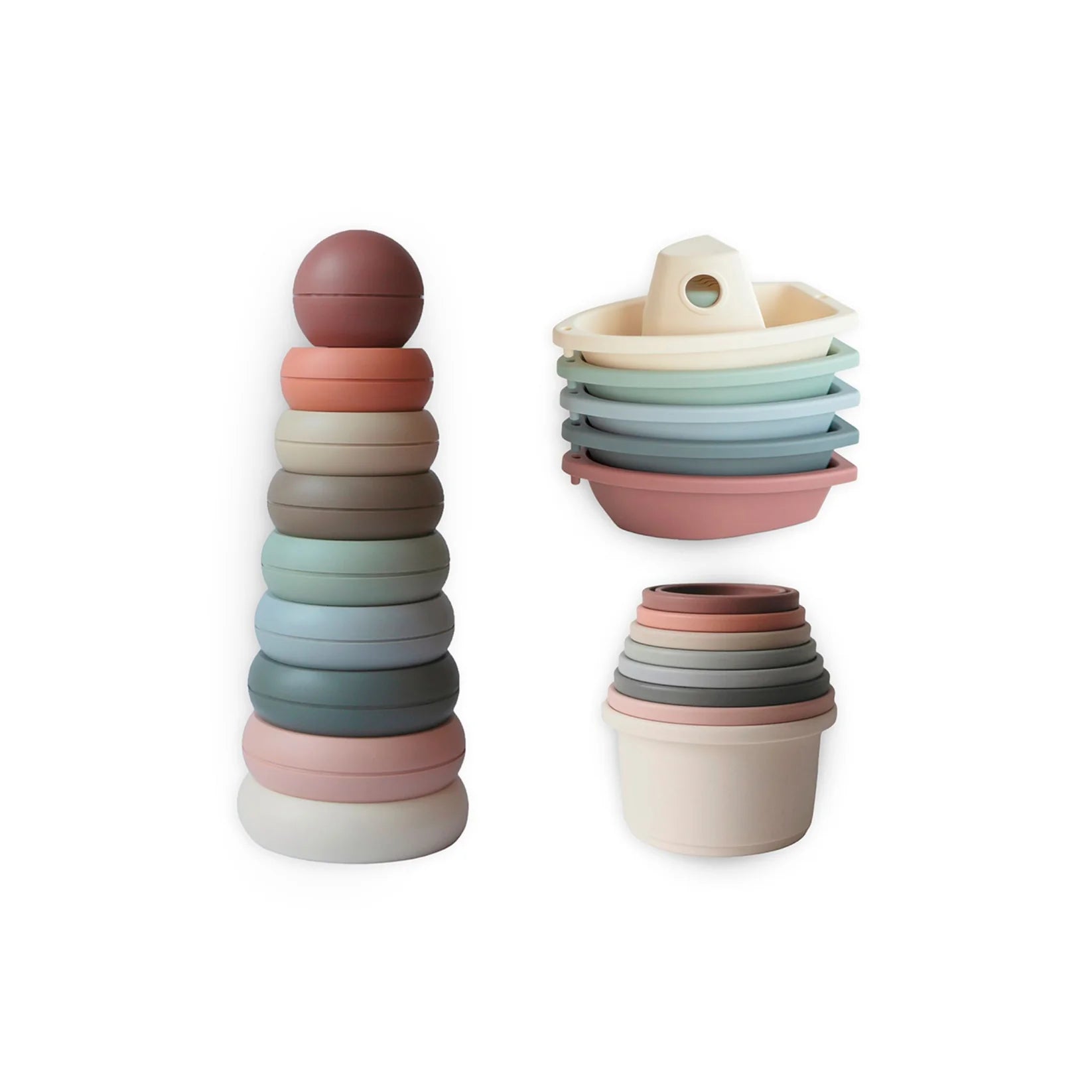 Mushie Toy Gift Box – Ring Tower, Stacking Cups & Bath Boats | Mucky Wolf