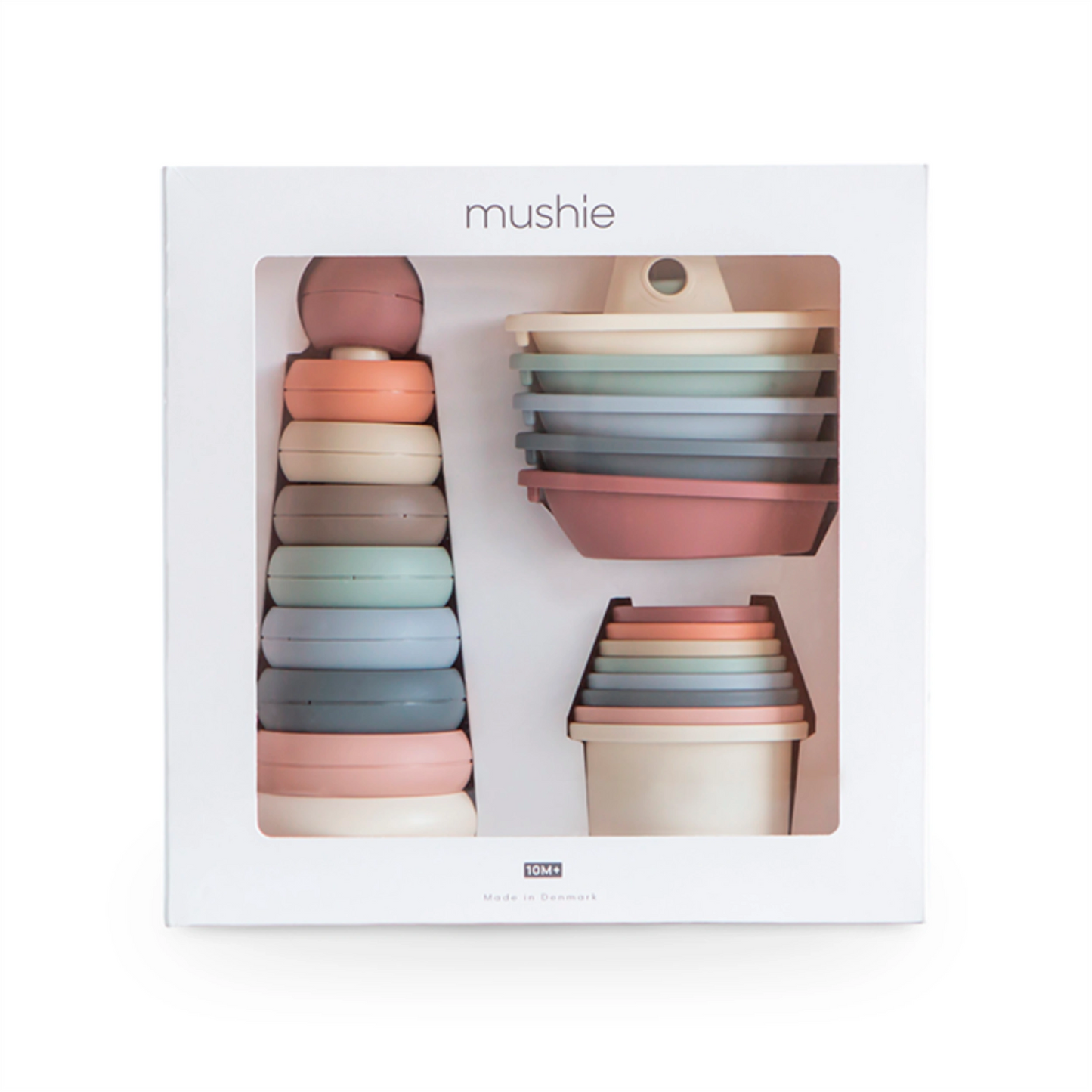 Mushie Toy Gift Box – Ring Tower, Stacking Cups & Bath Boats | Mucky Wolf
