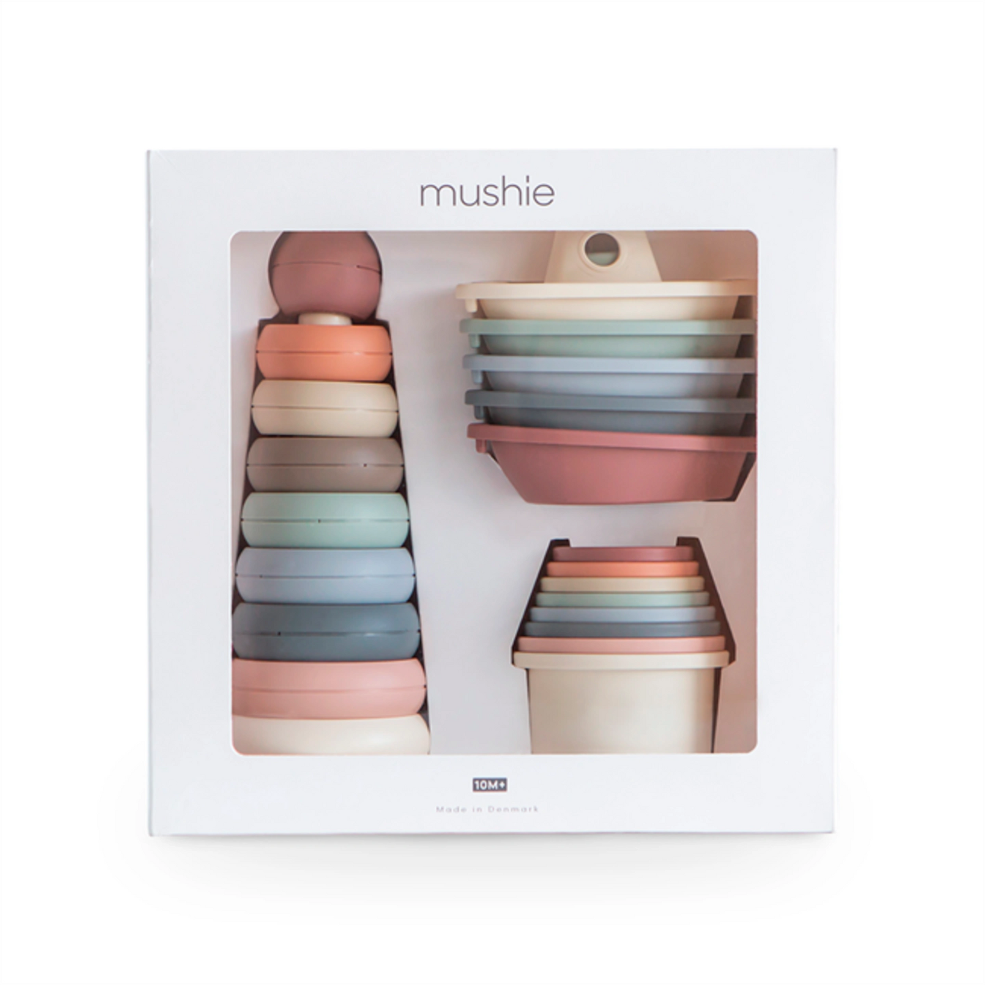 Mushie Toy Gift Box – Ring Tower, Stacking Cups & Bath Boats | Mucky Wolf