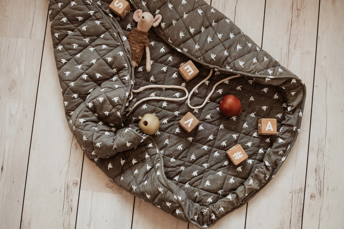 Birds Organic Baby Playmat & Storage Bag - Play & Go Noomad