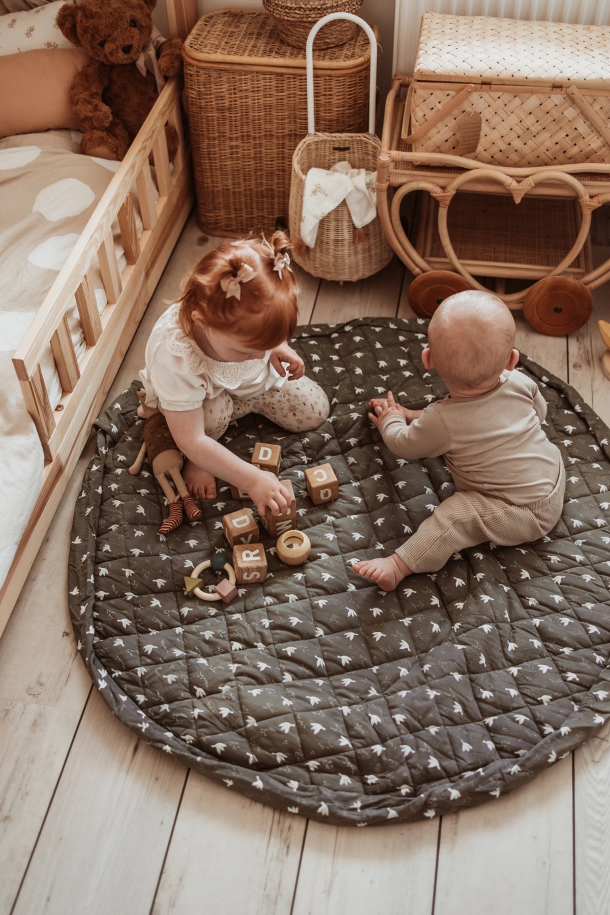 Birds Organic Baby Playmat & Storage Bag - Play & Go Noomad