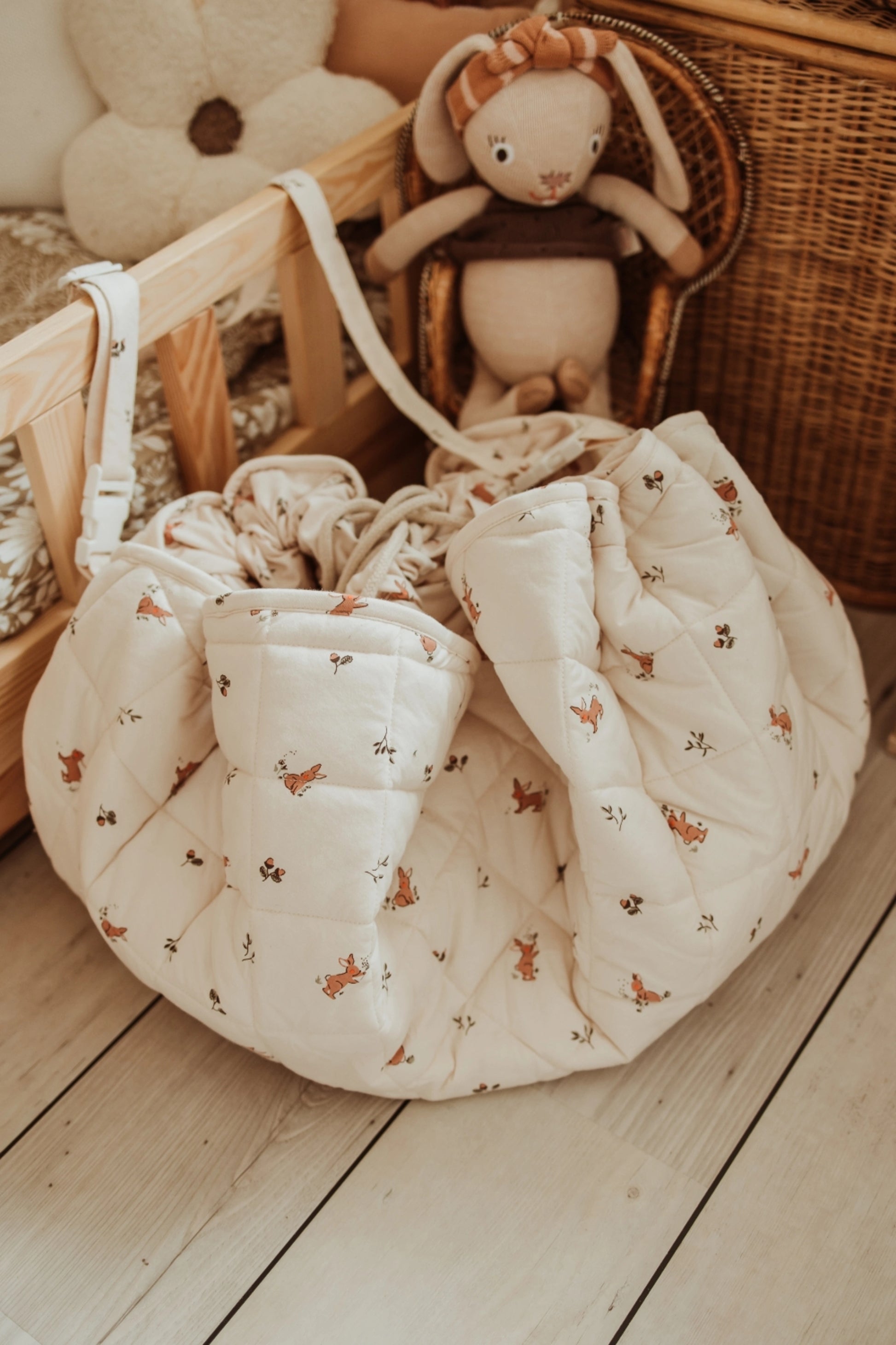 Organic Baby Playmat 3-in-1 Rabbit Print | Noomad - Play & Go