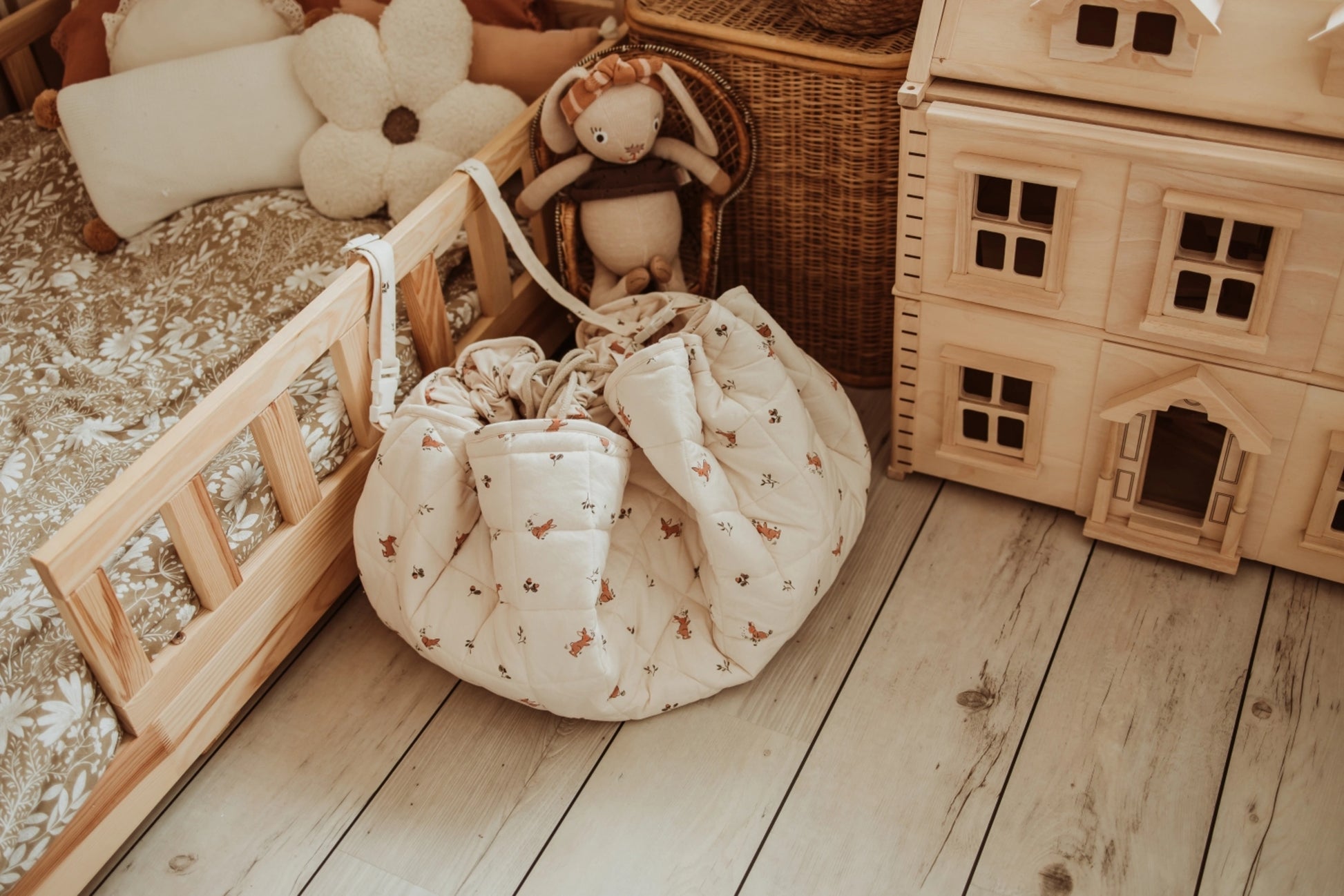 Organic Baby Playmat 3-in-1 Rabbit Print | Noomad - Play & Go