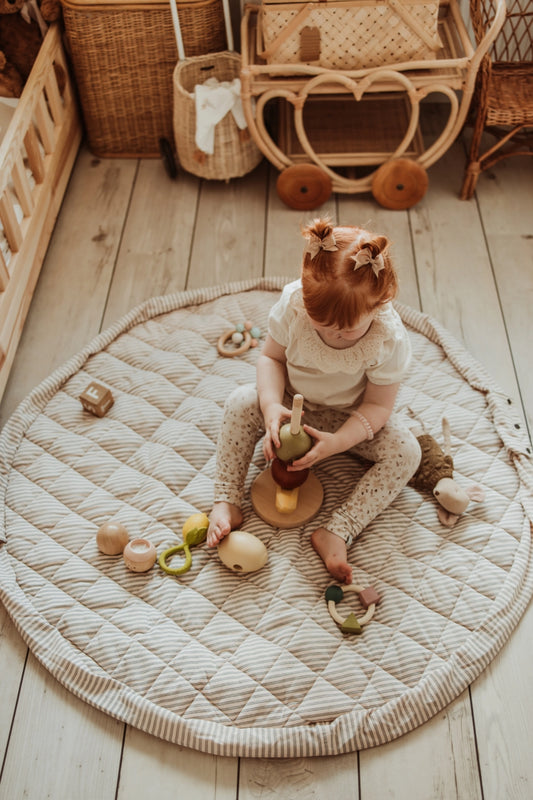 Stripe Soft Circle Organic Baby Playmat & Storage Bag - Noomad by Play & Go