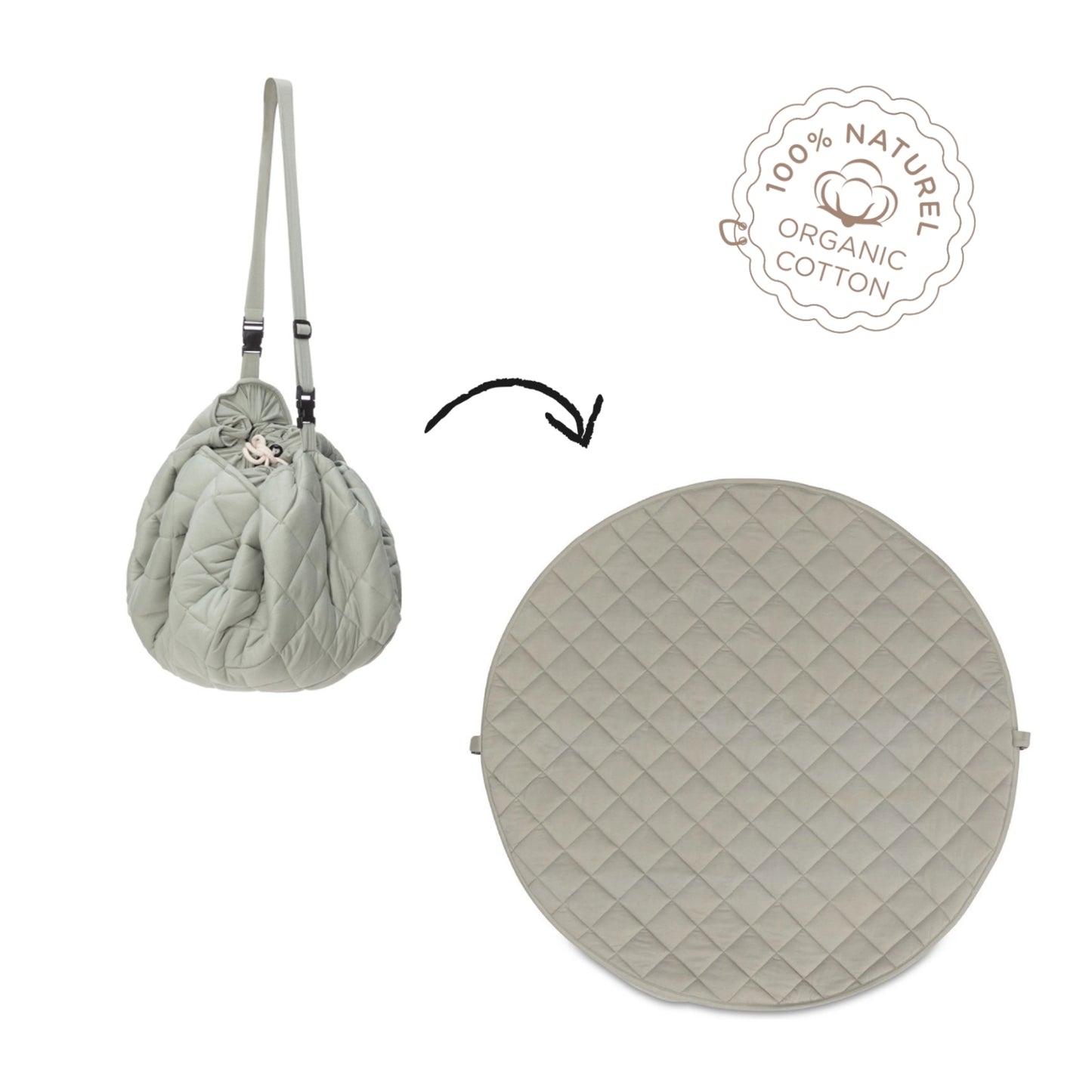 Meadown Green Soft Circle Organic Baby Playmat & Storage Bag - Noomad by Play & Go