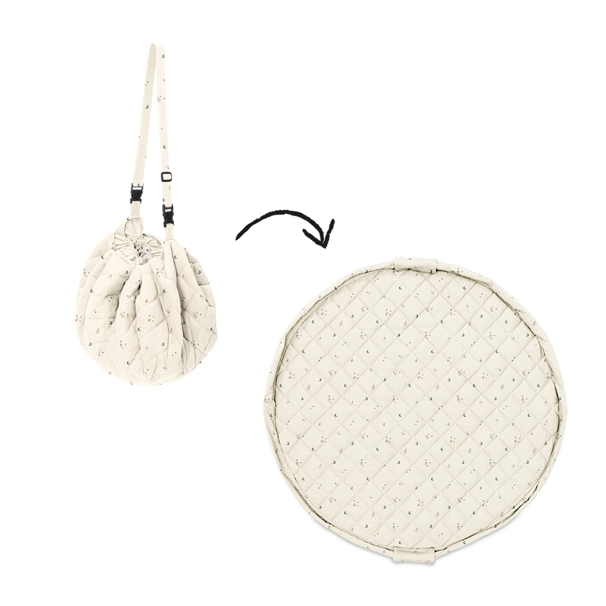 Moon Print Soft Circle Organic Baby Playmat & Storage Bag - Noomad by Play & Go