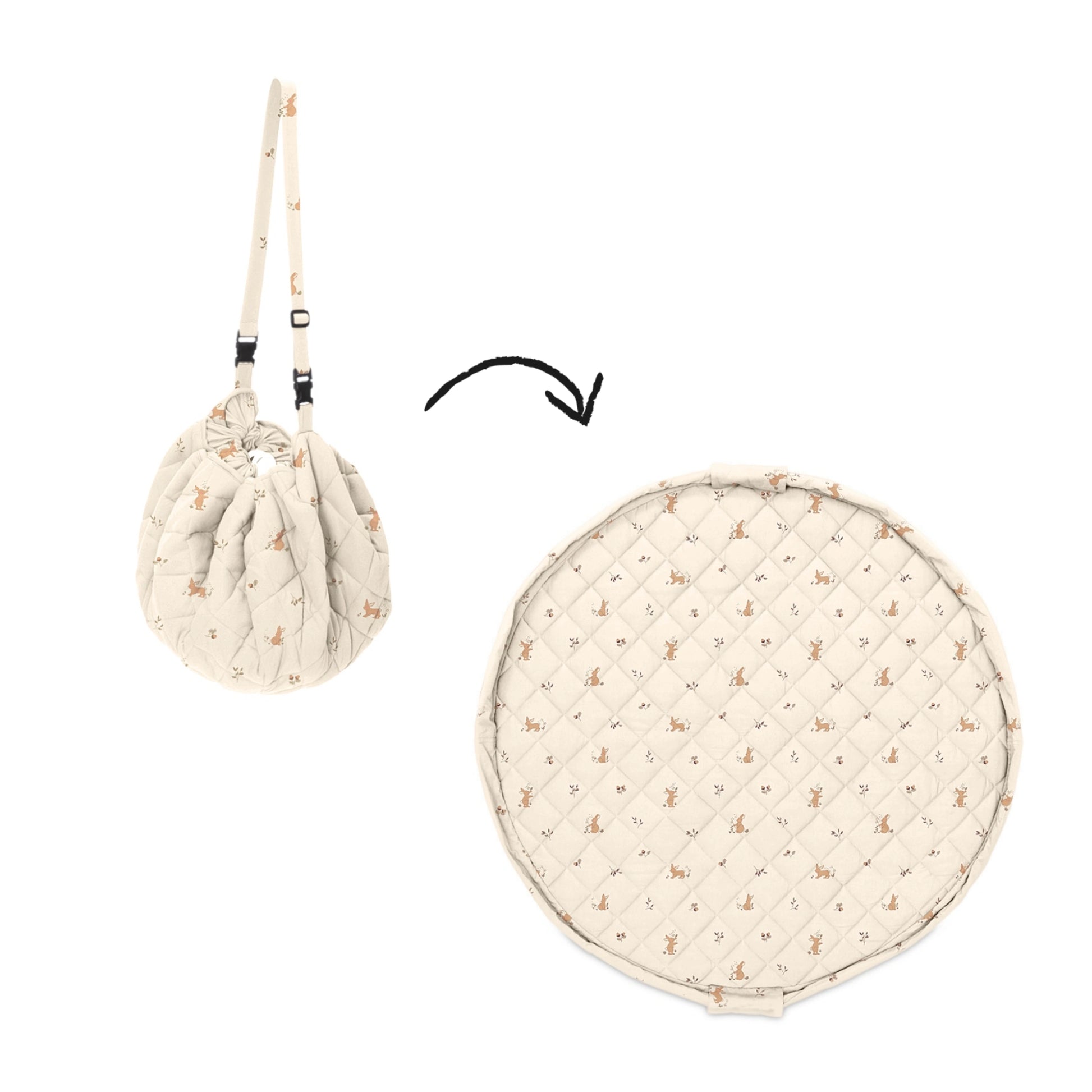 Organic Baby Playmat 3-in-1 Rabbit Print | Noomad - Play & Go