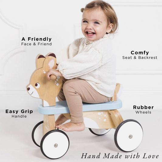 Wooden Ride-On Deer | Woodland Push Along Toy | Le Toy Van | Mucky Wolf