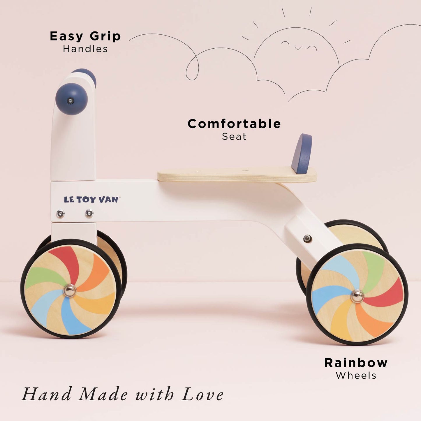 Wooden Rainbow Ride On Trike | Windmill Wheels | Le Toy Van | Mucky Wolf