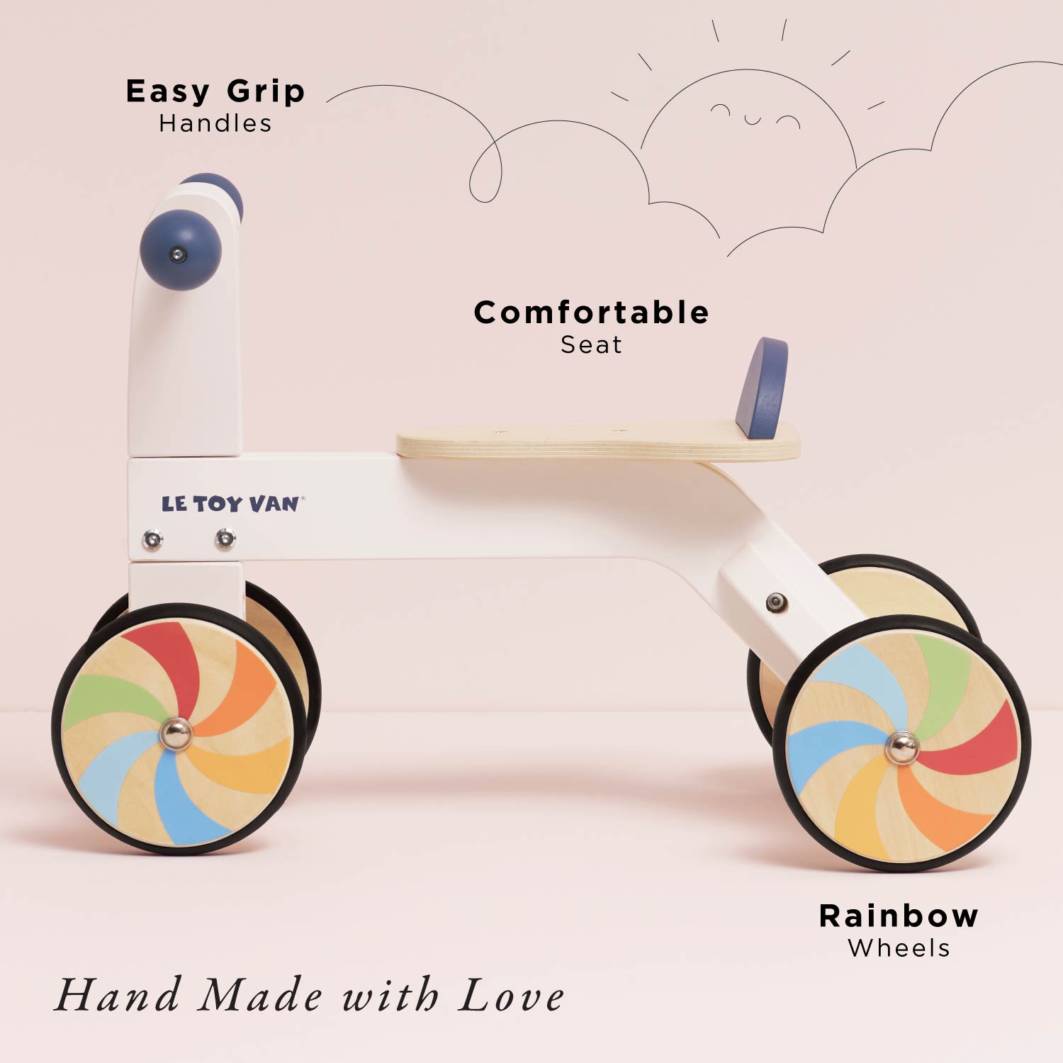 Wooden Rainbow Ride On Trike | Windmill Wheels | Le Toy Van | Mucky Wolf