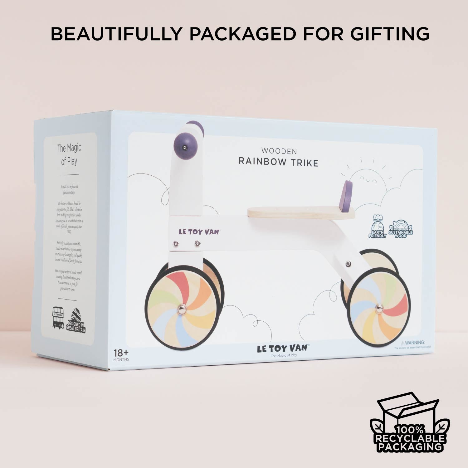 Wooden Rainbow Ride On Trike | Windmill Wheels | Le Toy Van | Mucky Wolf