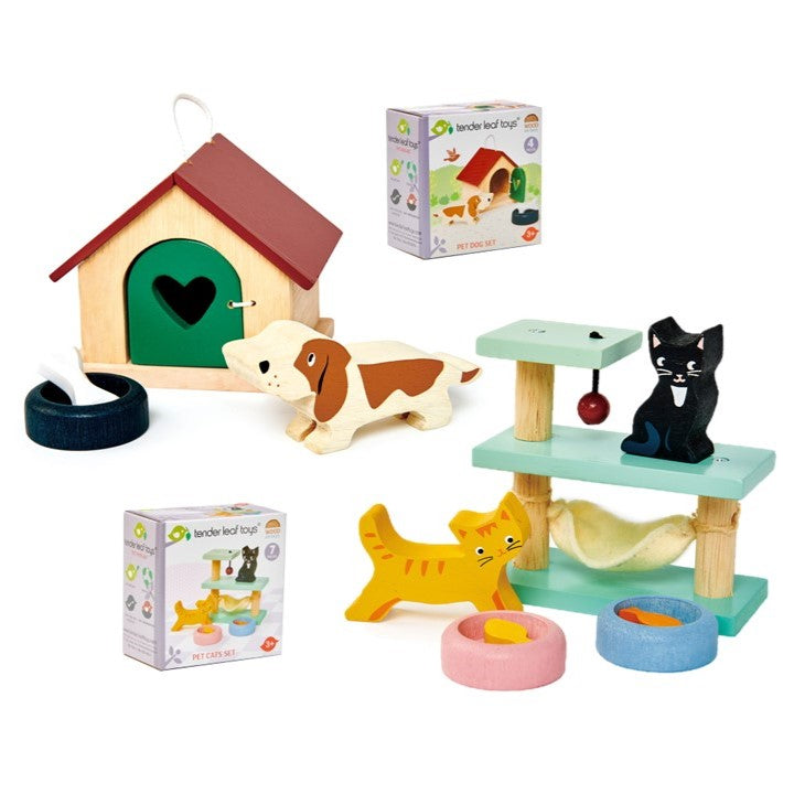 Pet Cat & Pet Dog Dolls House Accessories Bundle