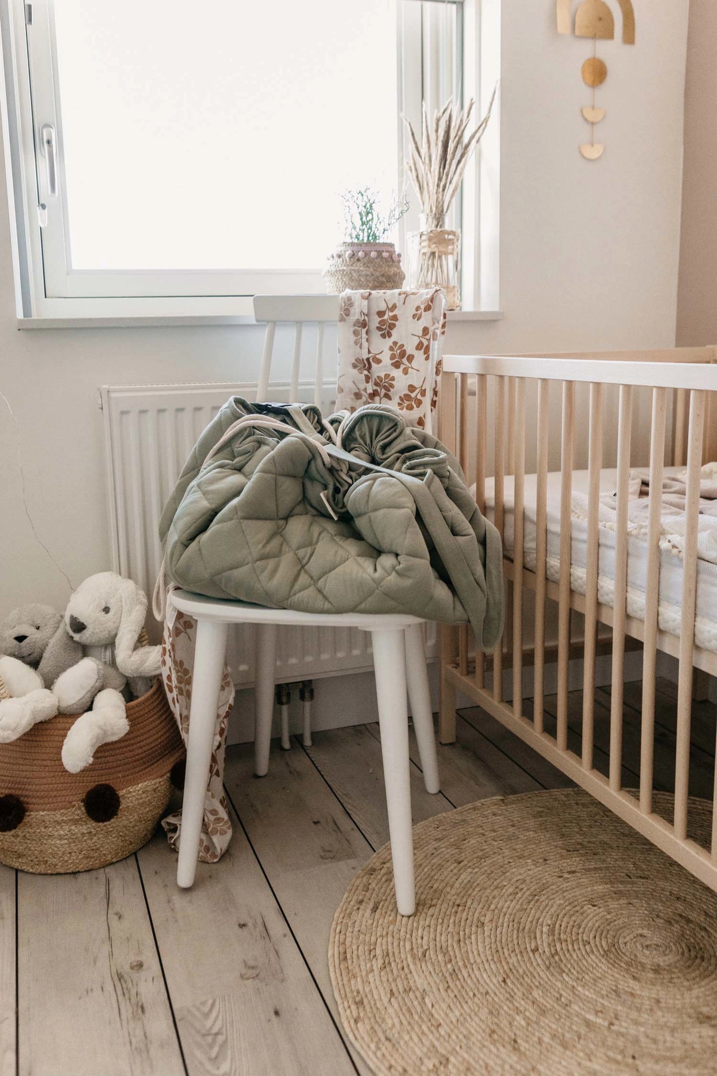 Meadown Green Soft Circle Organic Baby Playmat & Storage Bag - Noomad by Play & Go