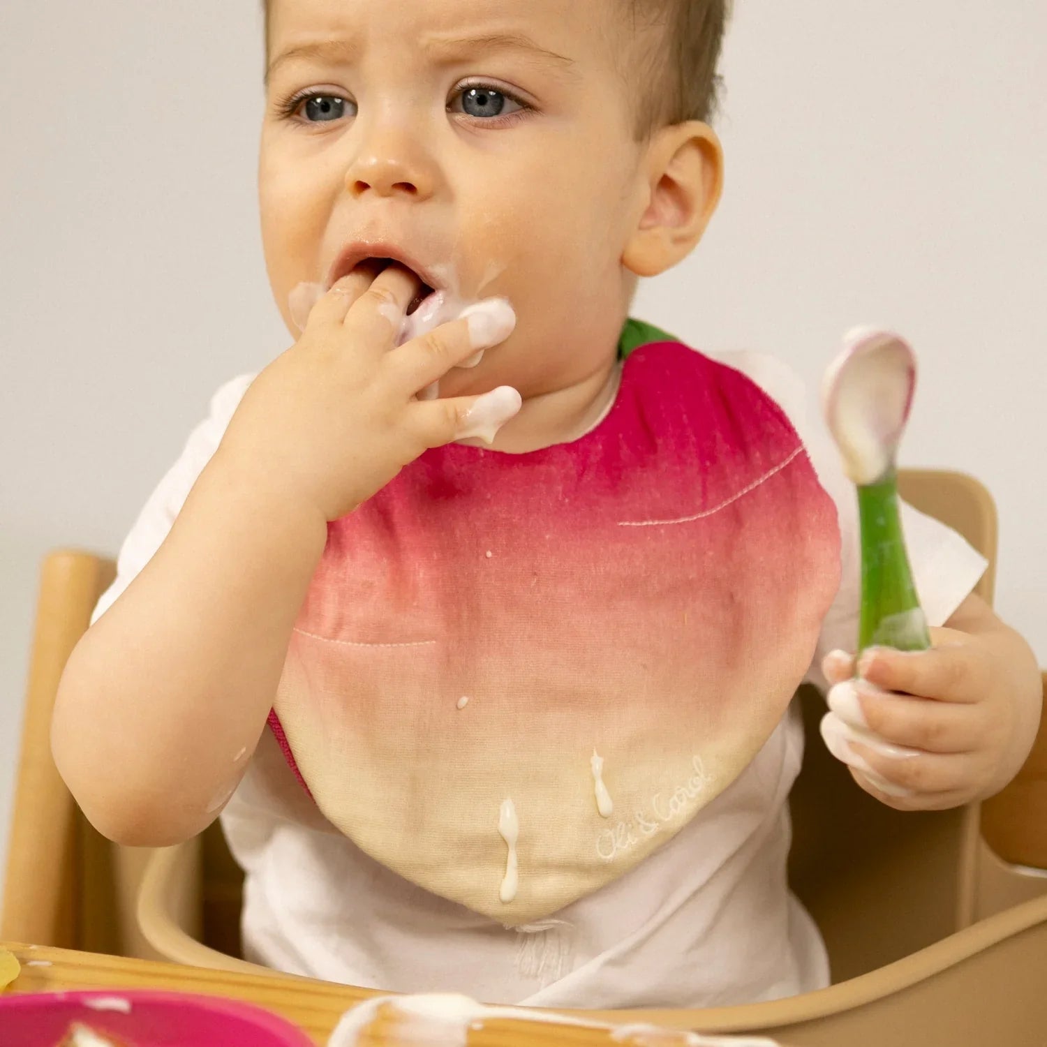 Organic Cotton Baby Feeding Bib | Ramona the Radish | Oli & Carol