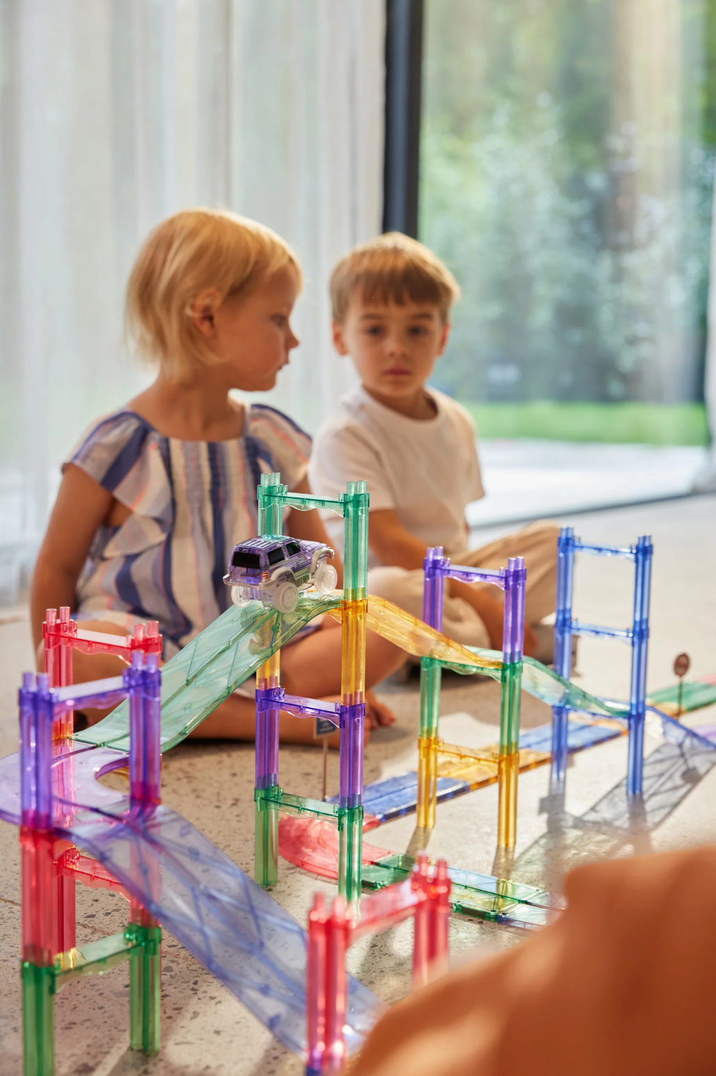 Cleverclixx 80-Piece Race Track Pastel Pack – Magnetic Building Toy for Kids