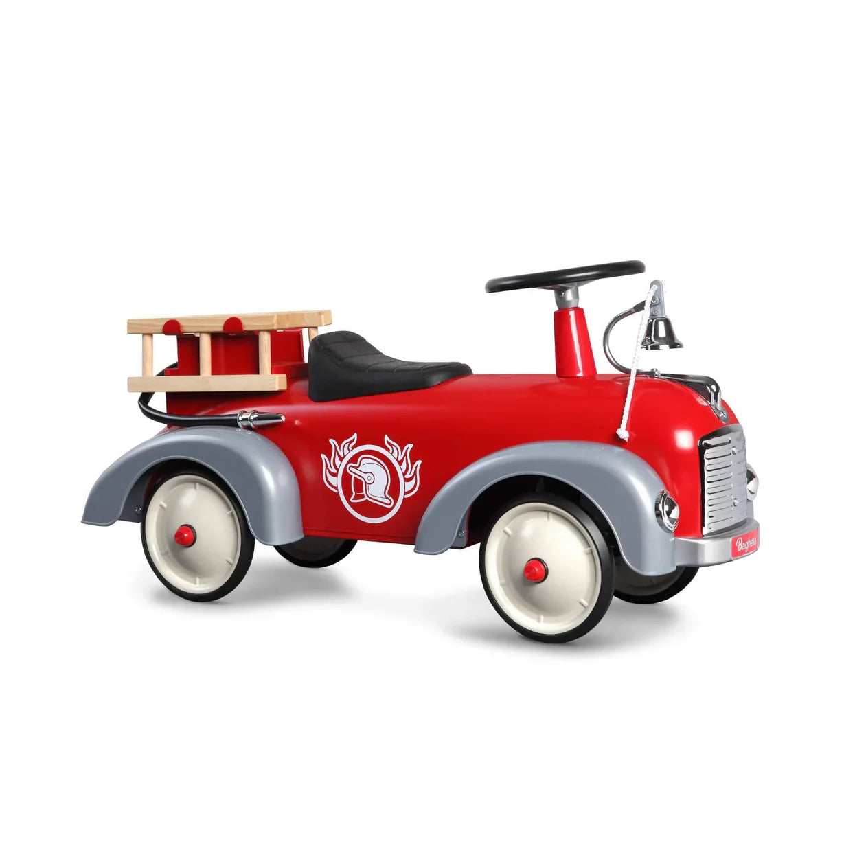 Baghera Wooden Fire Engine Ride-On – Retro Toddler Ride On Toy | Mucky Wolf