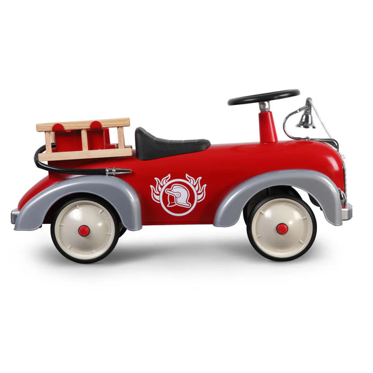 Baghera Wooden Fire Engine Ride-On – Retro Toddler Ride On Toy | Mucky Wolf