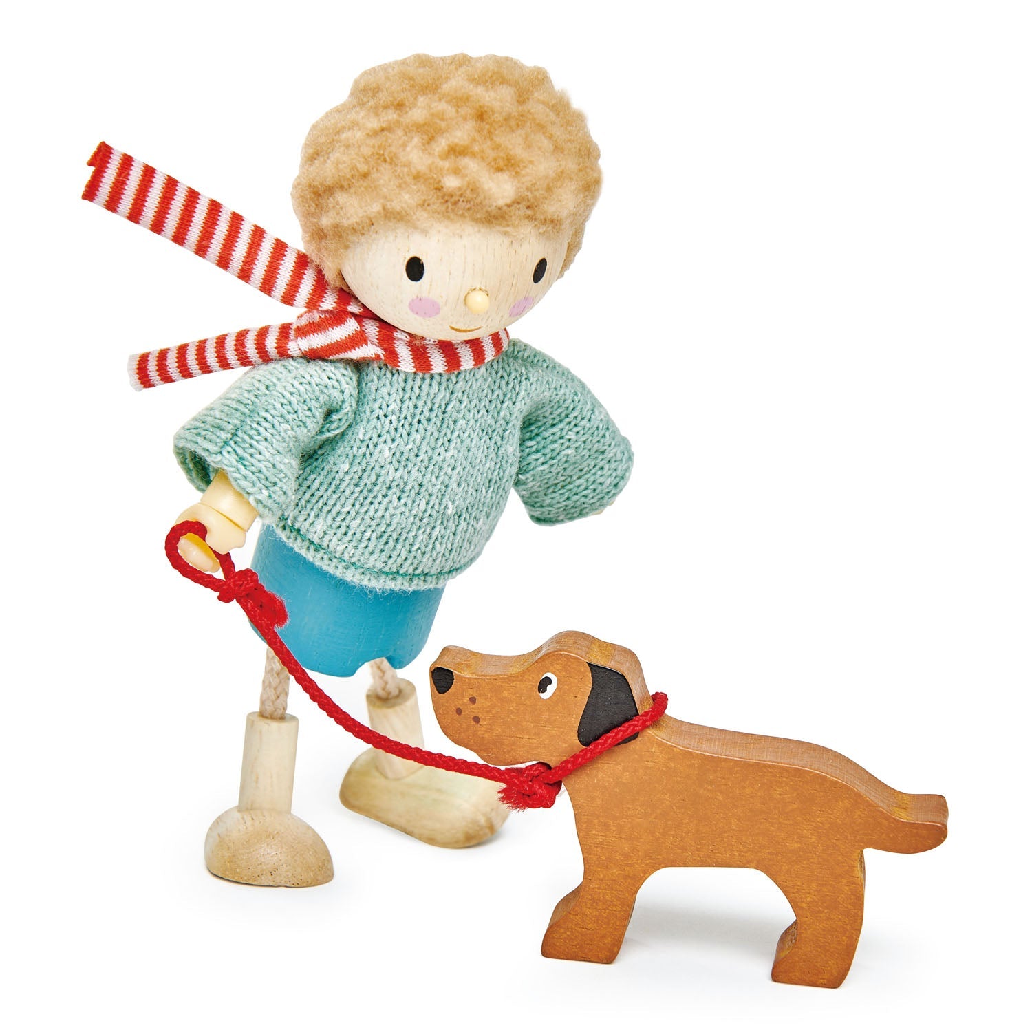 Mr Goodwood Dolls House Daddy Doll & Dog | 1:12 Wooden Figure - Tender Leaf