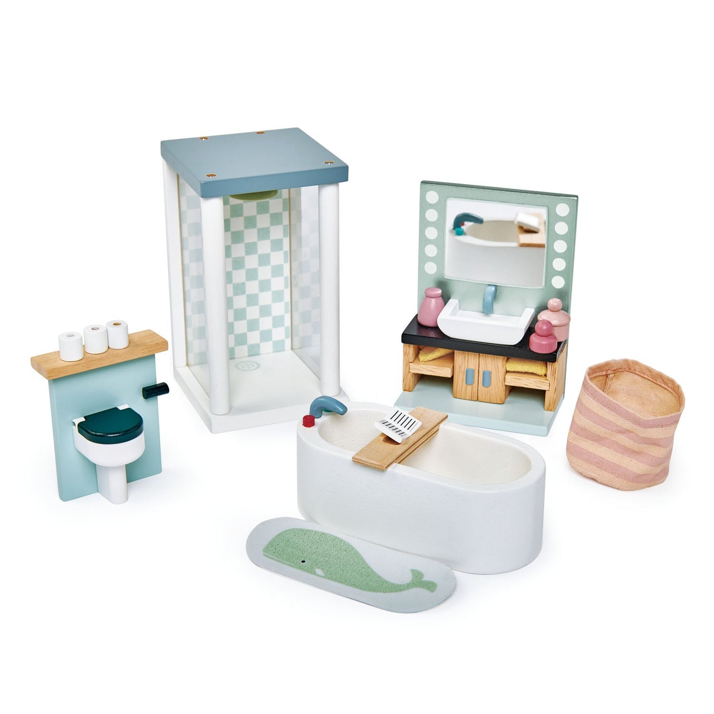 Wooden Dollhouse Furniture Bundle – 5 Room Sets, 40+ Pieces | Tender Leaf Toys