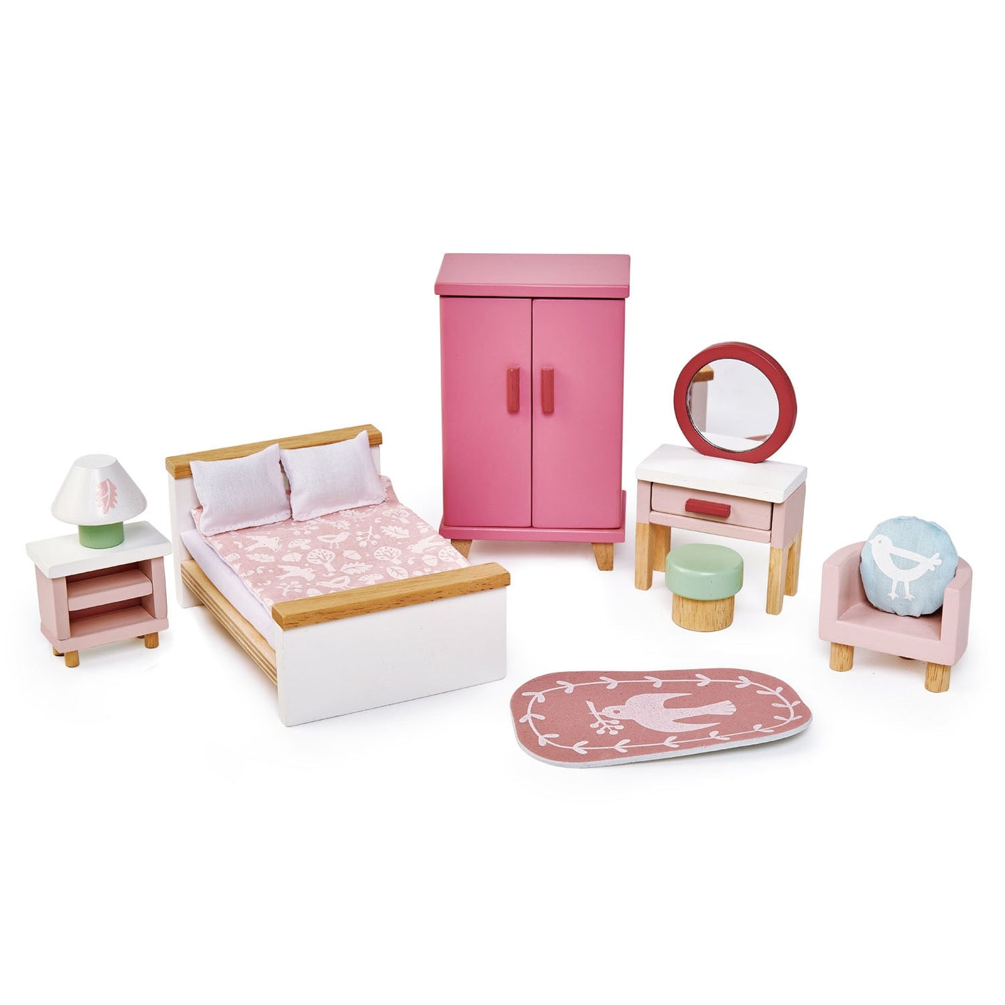 Wooden Dollhouse Furniture Bundle – 5 Room Sets, 40+ Pieces | Tender Leaf Toys