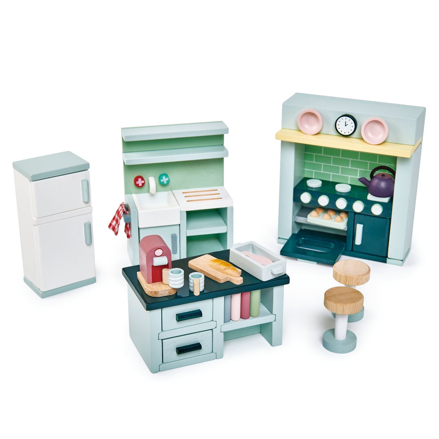 Wooden Dollhouse Furniture Bundle – 5 Room Sets, 40+ Pieces | Tender Leaf Toys