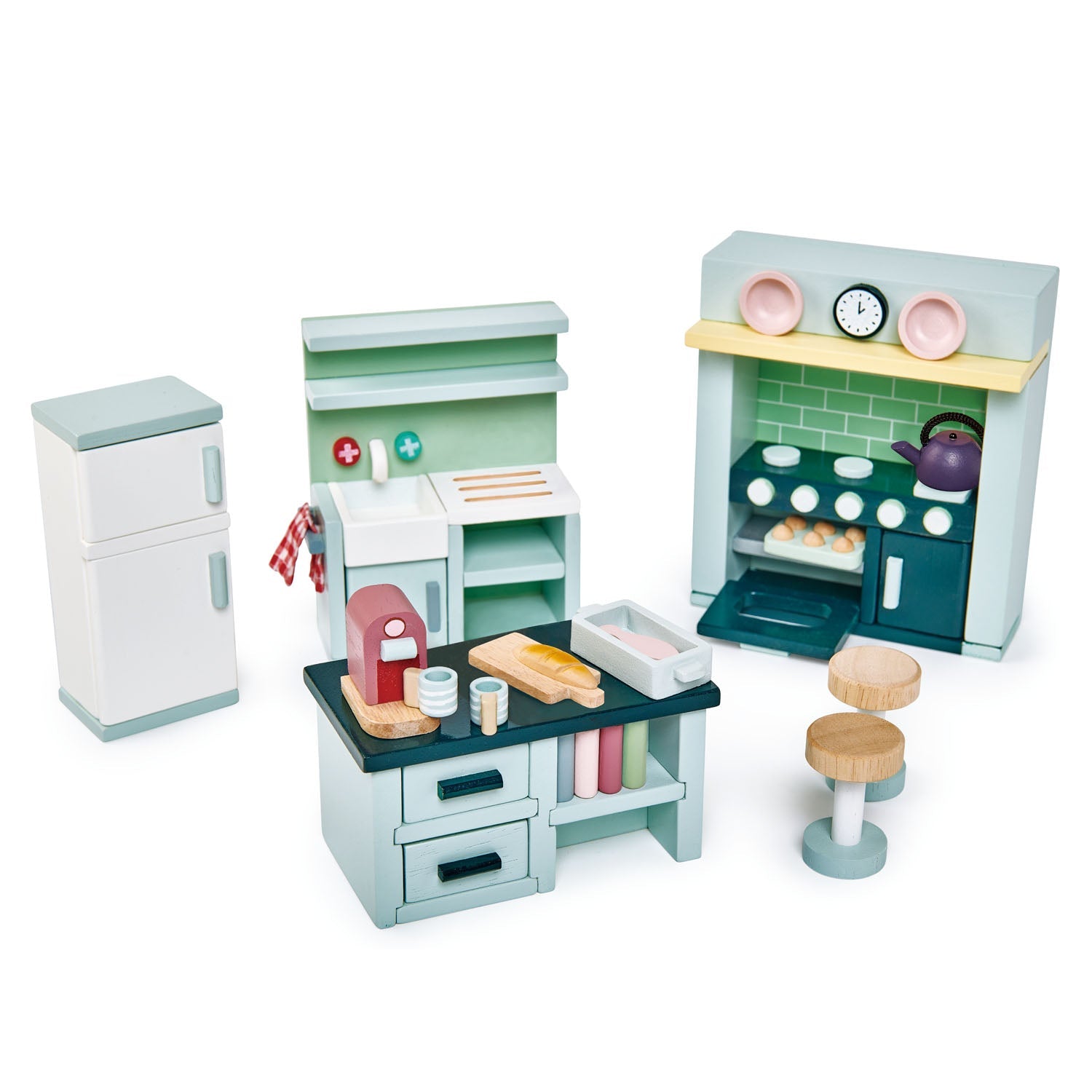 Wooden Dollhouse Furniture Bundle – 5 Room Sets, 40+ Pieces | Tender Leaf Toys