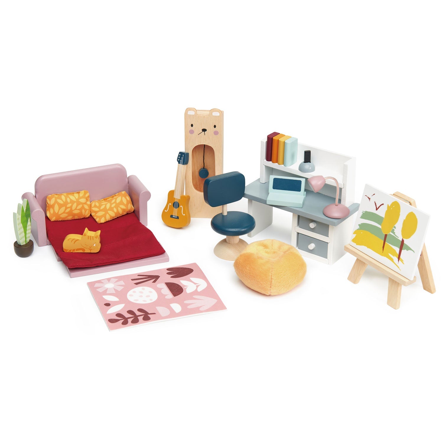 Tender Leaf Dolls House Study Furniture | Wooden Miniature Office Set | 1:12 Scale UK