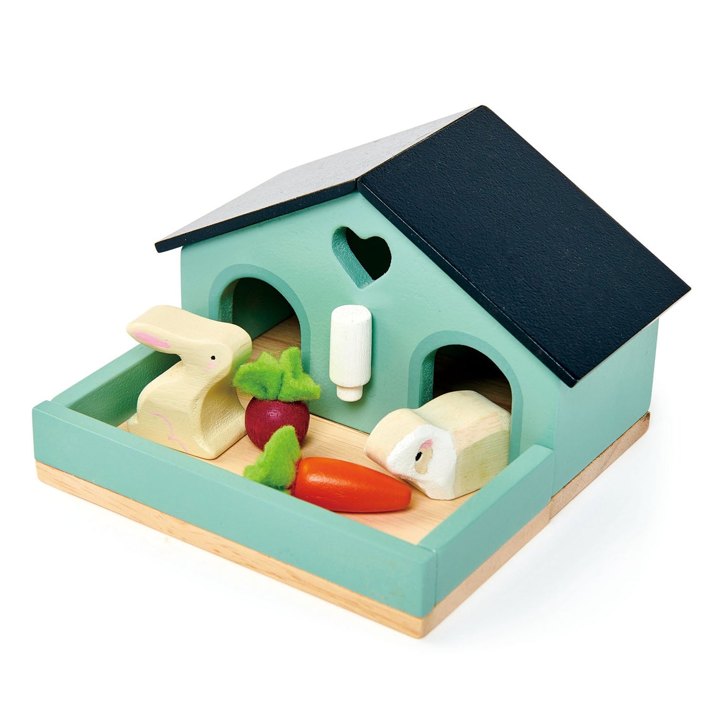 Wooden Rabbit & Guinea Pig Hutch Toy | Dolls House Pet Set | Tender Leaf Toys