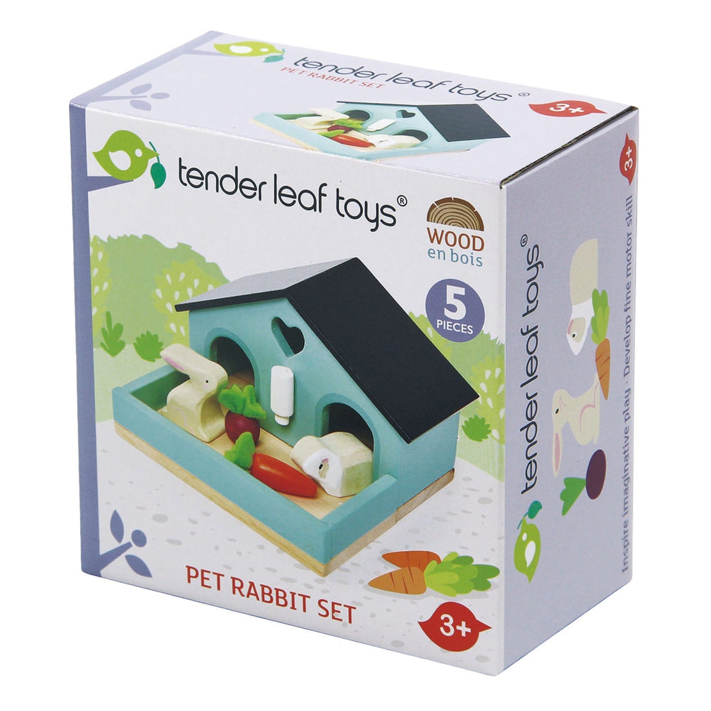 Wooden Rabbit & Guinea Pig Hutch Toy | Dolls House Pet Set | Tender Leaf Toys