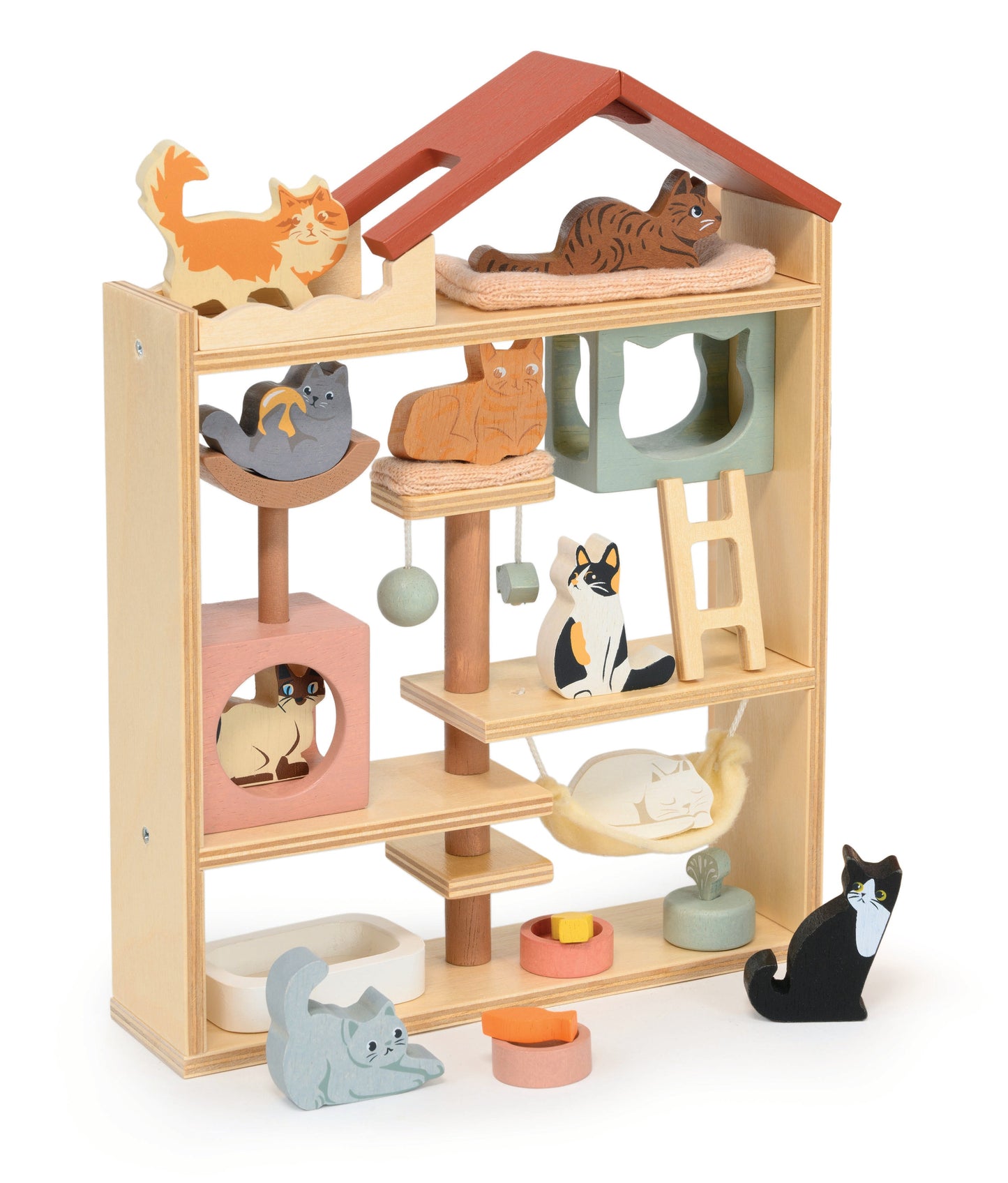 Wooden Cat Hotel Play Set | Tender Leaf Toys | Mucky Wolf