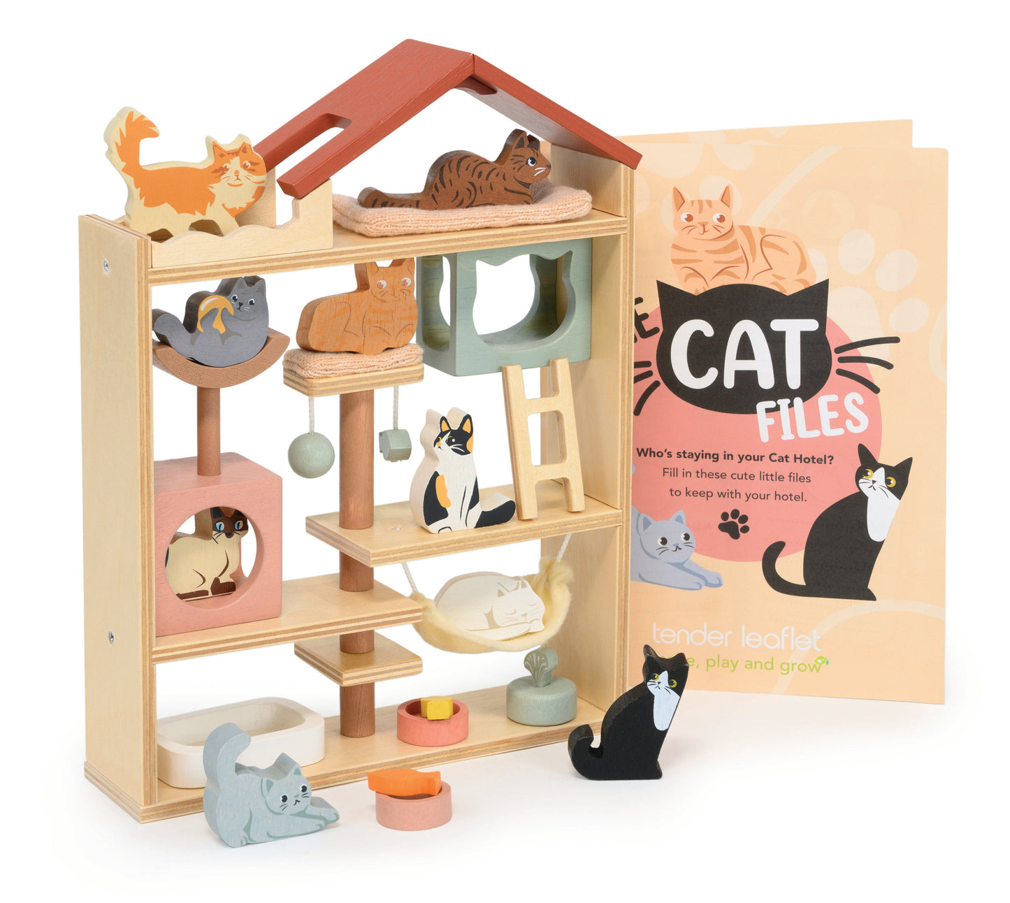 Wooden Cat Hotel Play Set | Tender Leaf Toys | Mucky Wolf