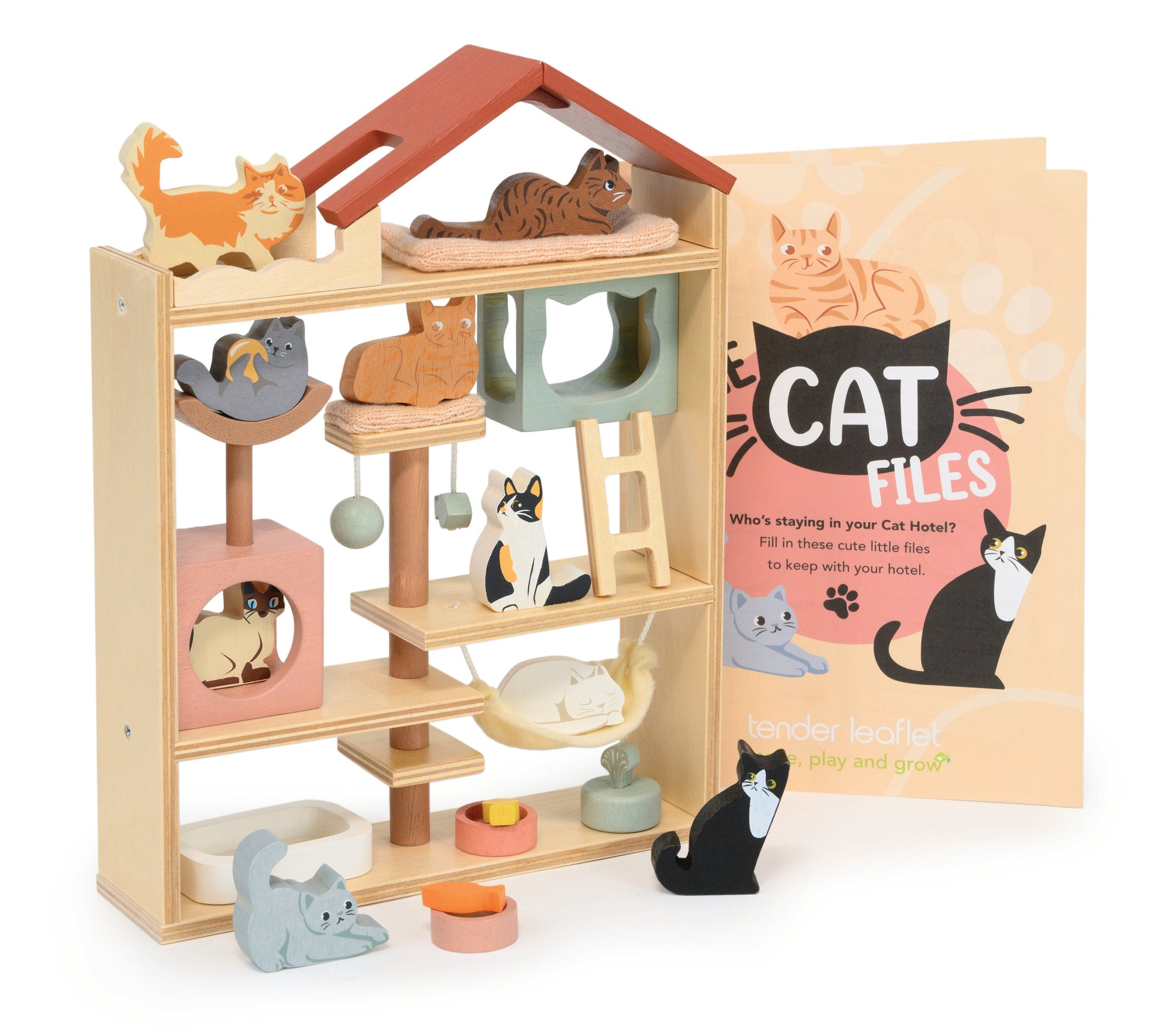 Wooden Cat Hotel Play Set | Tender Leaf Toys | Mucky Wolf