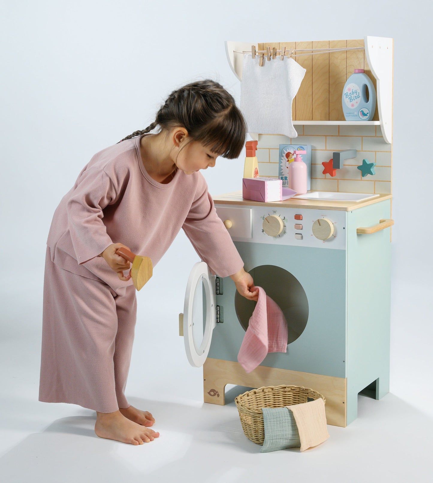 Wooden Laundrette Playset | Pretend Play Washing Machine | Tender Leaf Toys