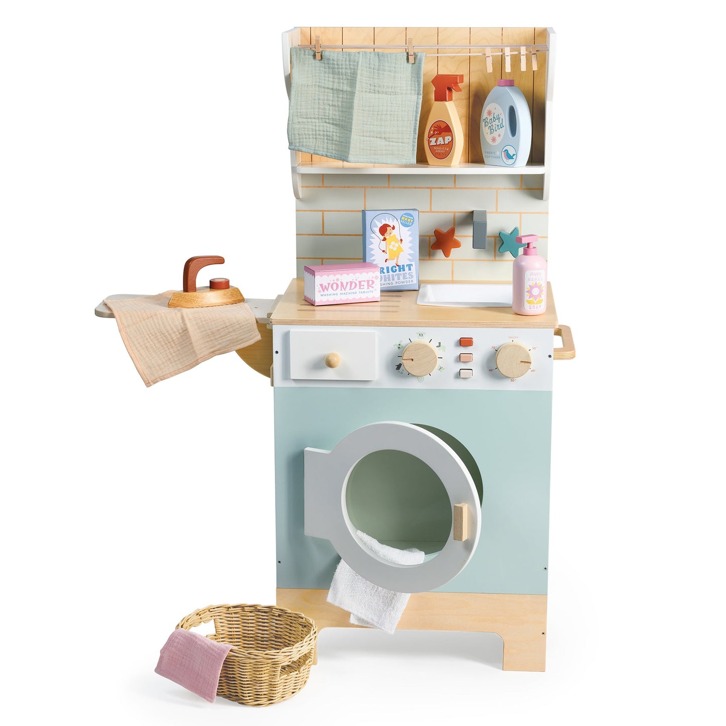 Wooden Laundrette Playset | Pretend Play Washing Machine | Tender Leaf Toys