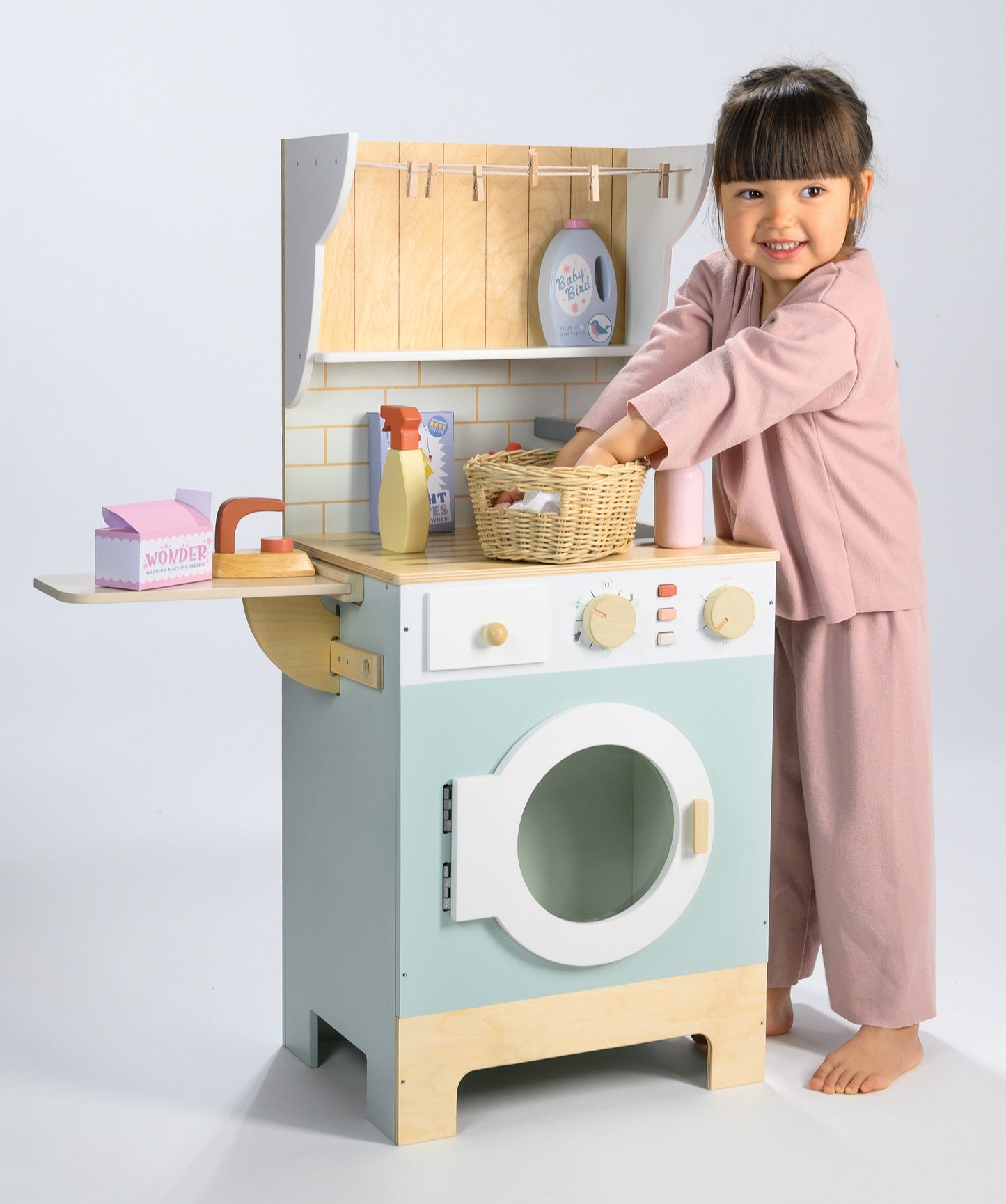 Wooden Laundrette Playset | Pretend Play Washing Machine | Tender Leaf Toys