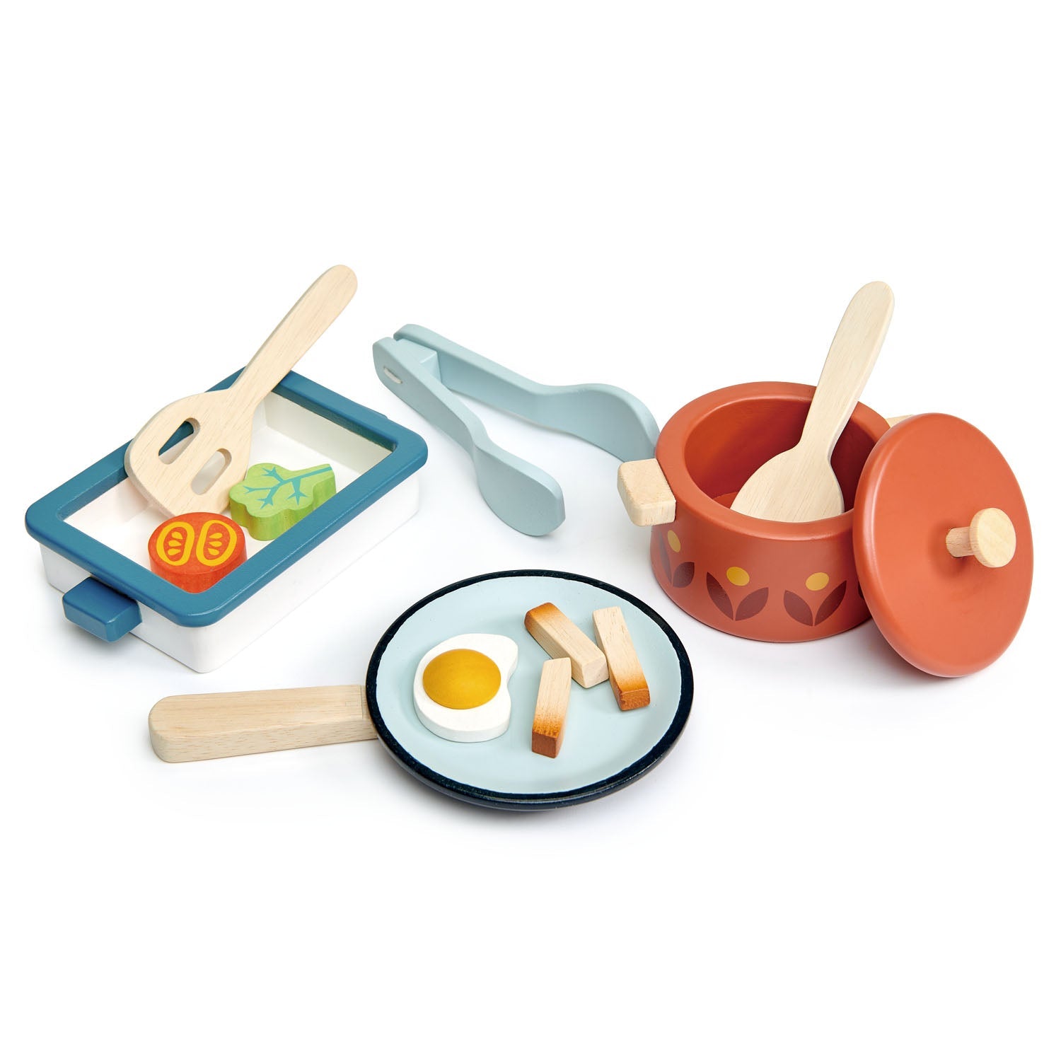  Wooden Pots & Pans Pretend Play Set | Tender Leaf Toys