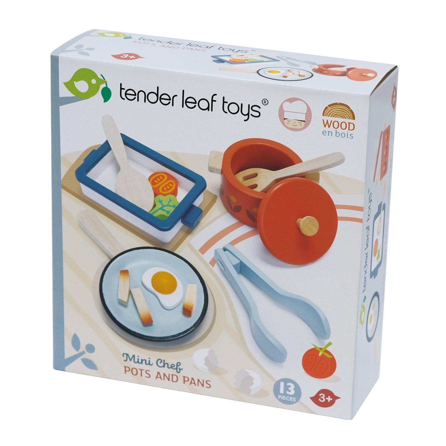  Wooden Pots & Pans Pretend Play Set | Tender Leaf Toys
