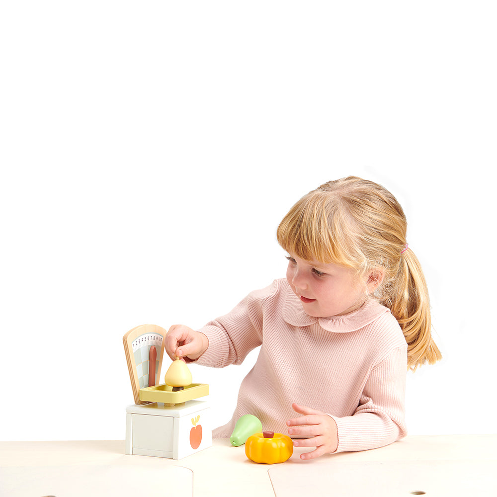 Tender Leaf Toys Wooden Market Scales – Pretend Play Shop Toy | Mucky Wolf