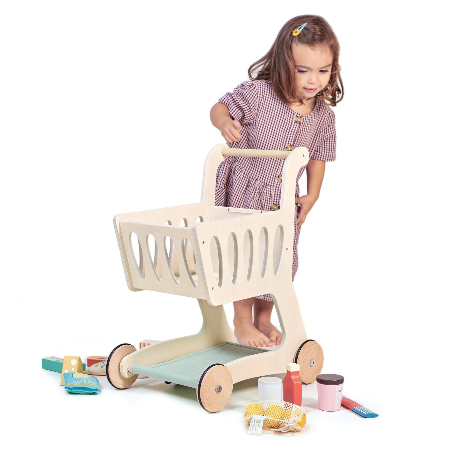 Wooden Shopping Cart | Tender Leaf Toy Trolley with Chalkboard Ages 3+