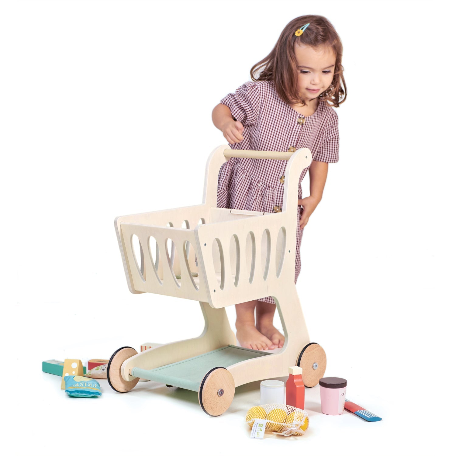 Wooden Shopping Cart | Tender Leaf Toy Trolley with Chalkboard Ages 3+