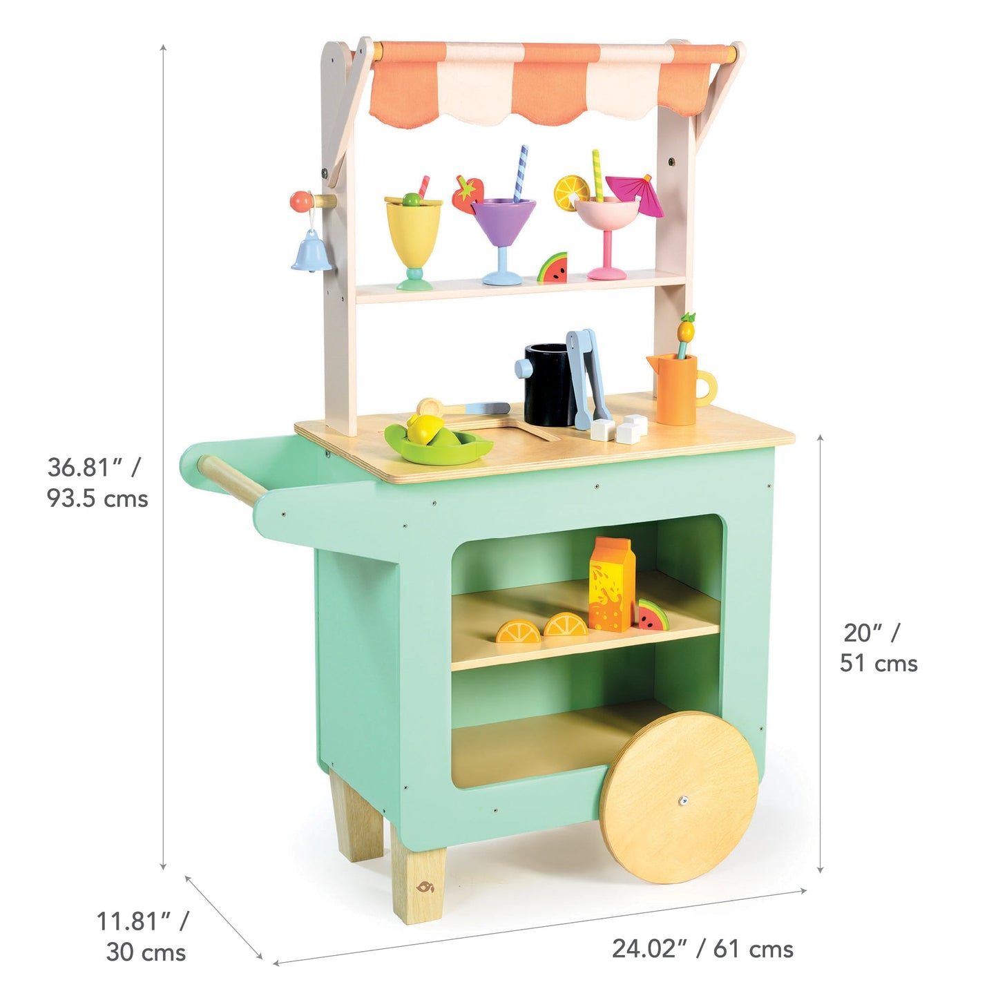 Wooden Mocktail Drinks Trolley - Pretend Play - Tender Leaf Toys