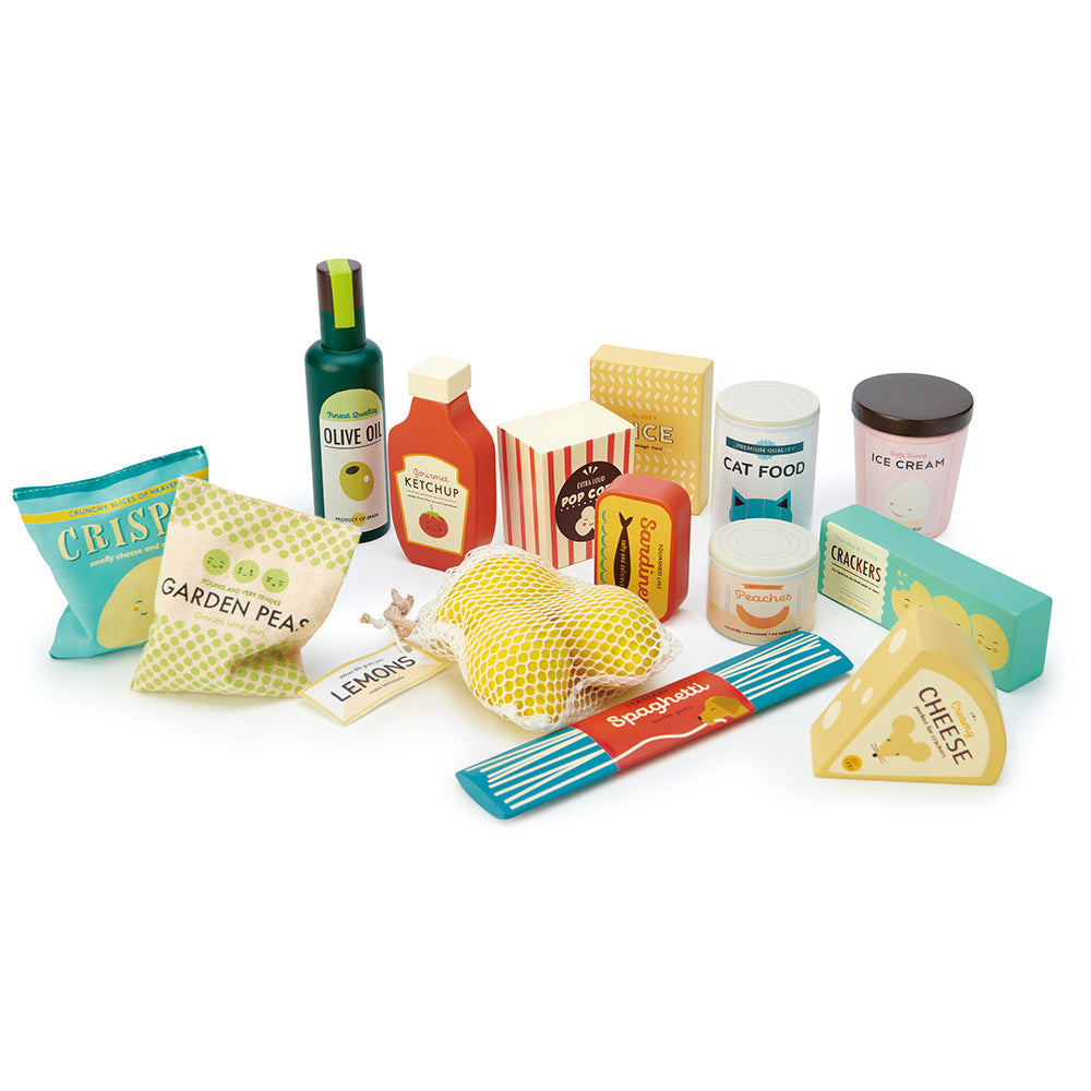  Wooden Supermarket Play Food Set | Grocery Toy Set | Tender Leaf Toys
