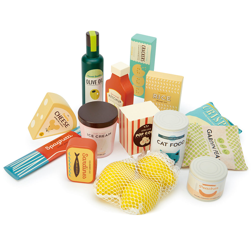  Wooden Supermarket Play Food Set | Grocery Toy Set | Tender Leaf Toys