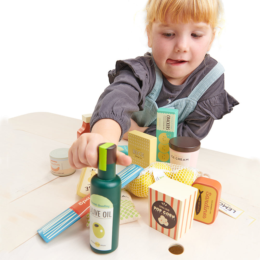  Wooden Supermarket Play Food Set | Grocery Toy Set | Tender Leaf Toys