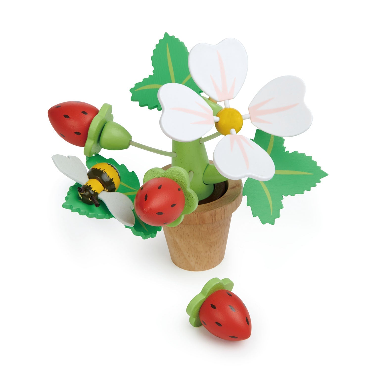 Wooden Strawberry Flower Pot - Pretend Play - Ages 3+