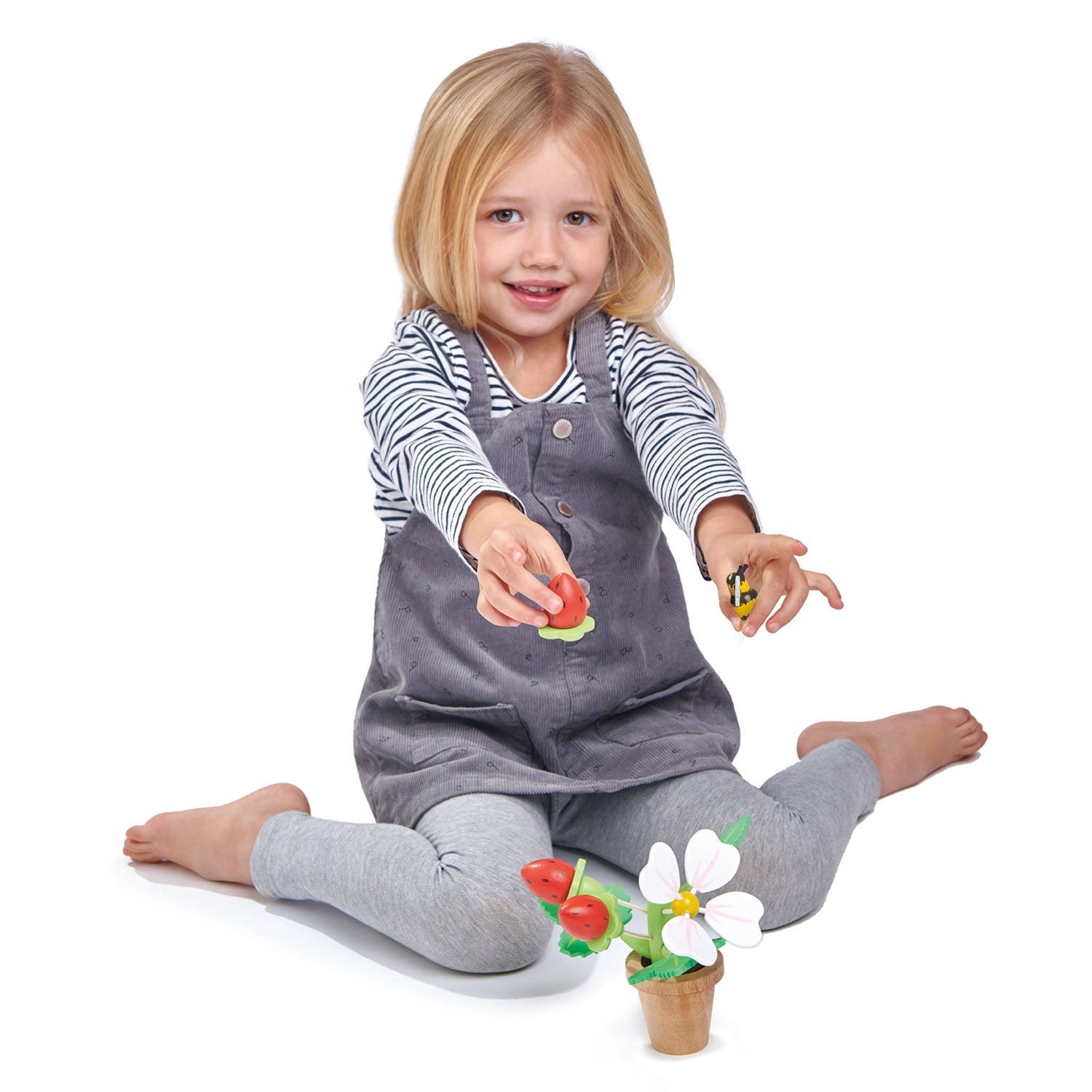 Wooden Strawberry Flower Pot - Pretend Play - Ages 3+